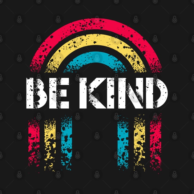 Be Kind Vintage Rainbow Peace Hippie Retro Distressed worn out design by A Comic Wizard