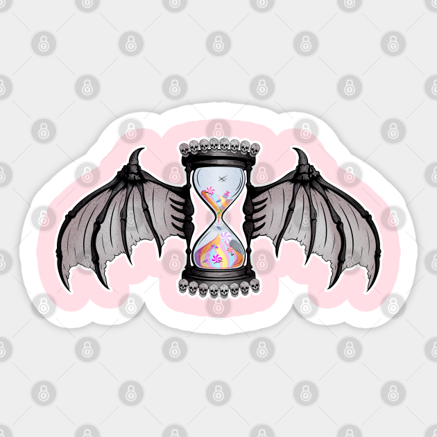 Pastel Memento Candy Mori Bat Wings Hourglass Memento Mori Sticker Teepublic