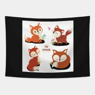 Cute baby fox stickers Tapestry