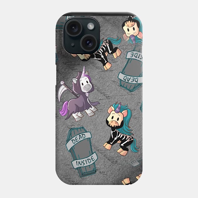 Unicorns Dead Inside Coffin Pattern - Kawaii Cute Phone Case by Wanderer Bat