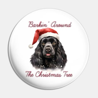 Christmas American Cocker Spaniel Dog in Santa Hat Pin