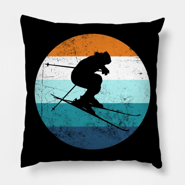 Vintage Skier Silhouette Pillow by jpmariano