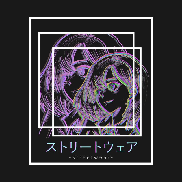 Waifu Anime Japanese Girl Manga Vaporwave Glitch Gift by VaporwaveAestheticDreams