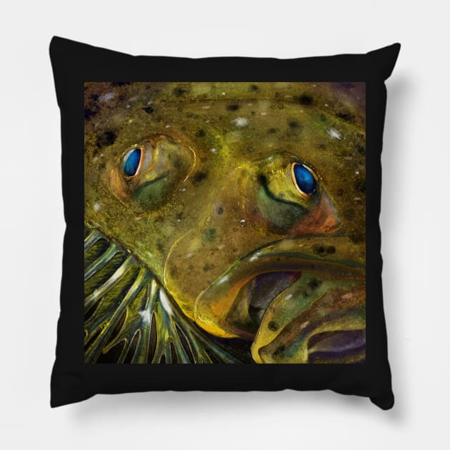 The Summer Flounder Painting Pillow by fishweardesigns
