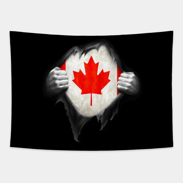 Canada Flag Canadian Roots DNA Pride Gift Tapestry by nikolayjs