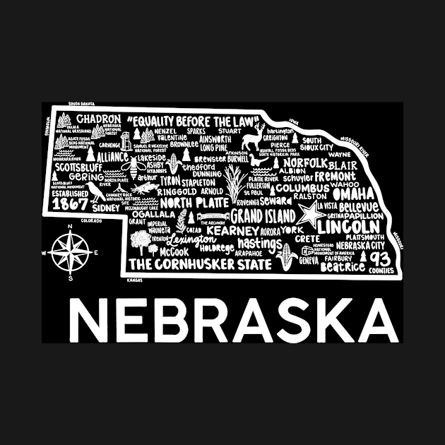 Nebraska Map by fiberandgloss