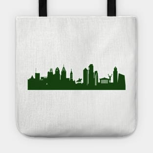 PHILADELPHIA skyline in forest green Tote