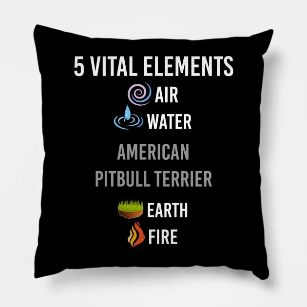 5 Elements American Pitbull Terrier Pillow by blakelan128