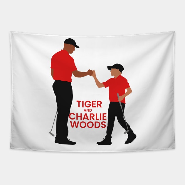 Tiger and Charlie Woods Tapestry by mursyidinejad