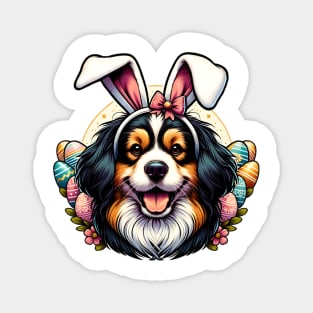 Tibetan Spaniel Celebrates Easter with Bunny Ears Magnet