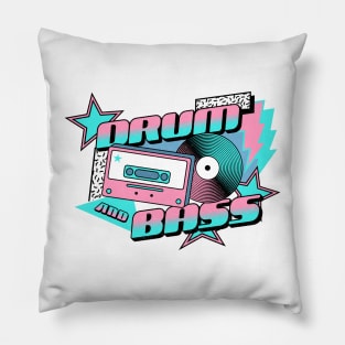 DRUM AND BASS  - 90s Steez (bubblegum pink/baby blue) Pillow