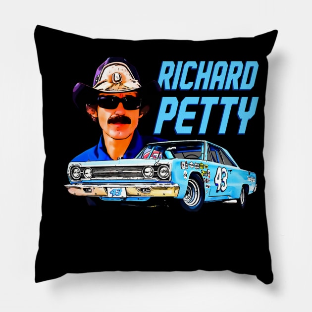 Richard Petty 43 Legend 70s Retro Pillow by stevenmsparks