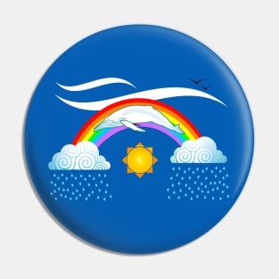 Magic Whale flying on a Rainbow Pin