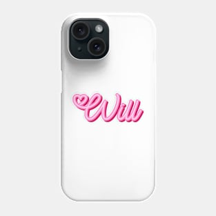 Will name pink heart Phone Case