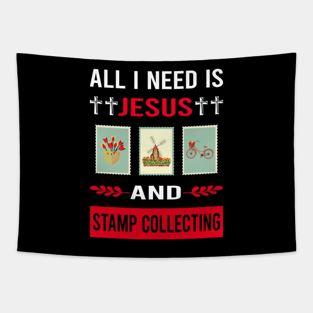 I Need Jesus And Stamp Collecting Stamps Philately Philatelist Tapestry by Bourguignon Aror