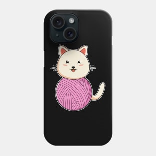 Cat with Wool yarn ball Phone Case