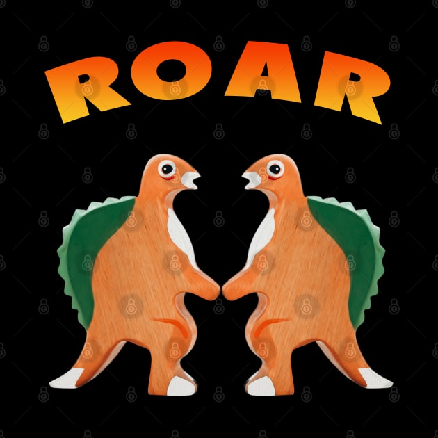 Cute Dinosaur Backtoschool Quote Roar Heart Orange by Dolta