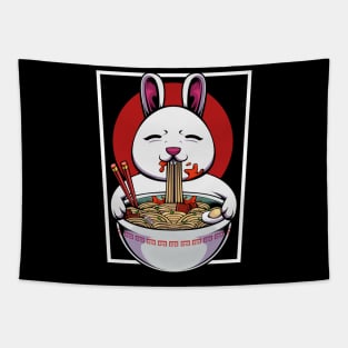 Bunny - Ramen Rabbit - Cute Kawaii Noodle Soup Eating Bunny Tapestry