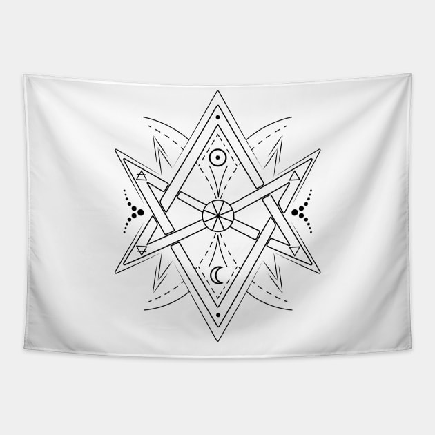 Unicursal Hexagram | Pagan Symbol Tapestry by CelestialStudio