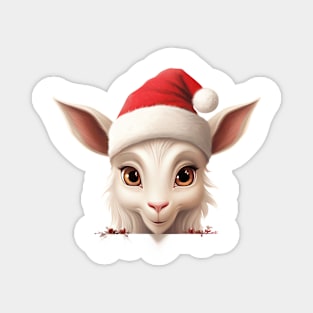 Christmas Peeking Baby Goat Magnet