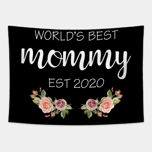 World's Best Mommy Est 2020 Pregnancy Announcement Tapestry