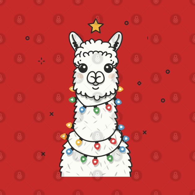 Llama with Christmas Lights T-Shirt by The Tee Bizarre
