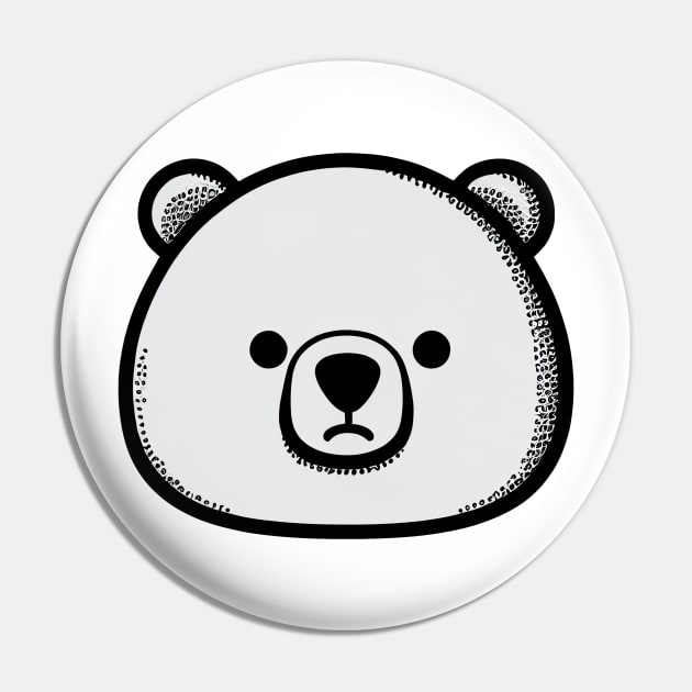 Monochromatic handpoke bear face Pin by stkUA