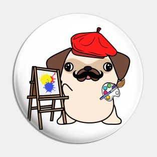 Funny pug is a painter Pin