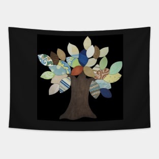 Silver Tree on Black Tapestry