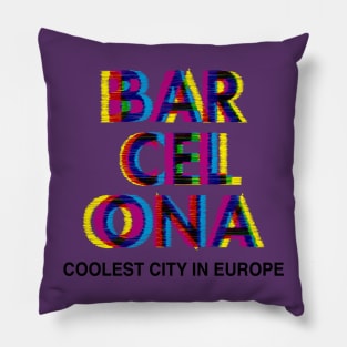 Barcelona Glitch Psychedelic Pillow