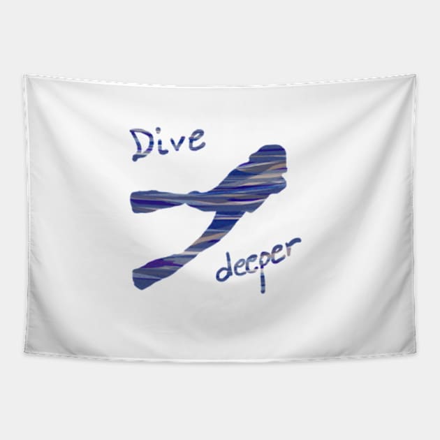 dive deeper black and white minimal sketch Tapestry by katerina-ez