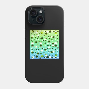 Falling leaves in green and blue Phone Case