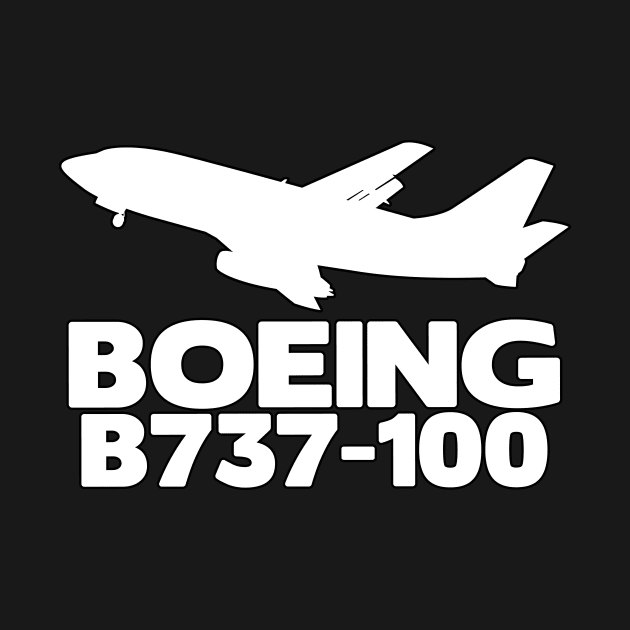 Boeing B737-100 Silhouette Print (White) by TheArtofFlying