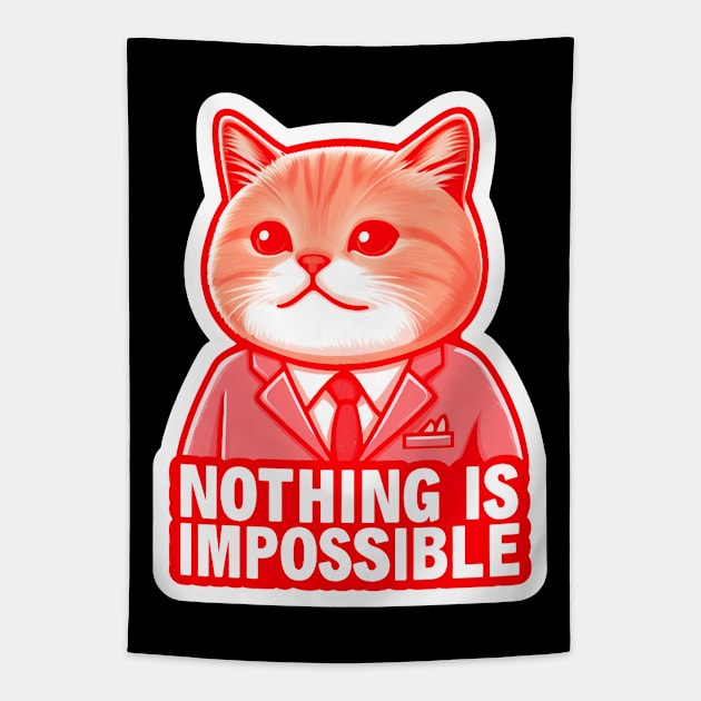 Nothing Is Impossible Cat Tapestry by Plushism