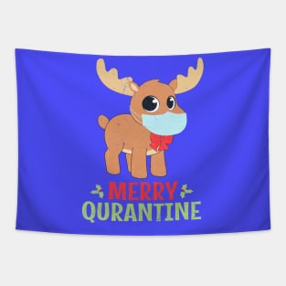 Merry Quarantine Christmas 2020 Vintage Deer Mask Tapestry