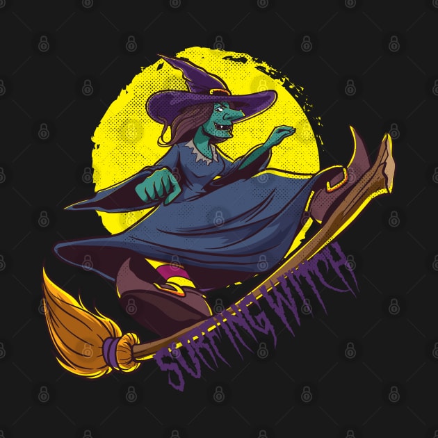 Surfing Witch Halloween by Design Seventytwo