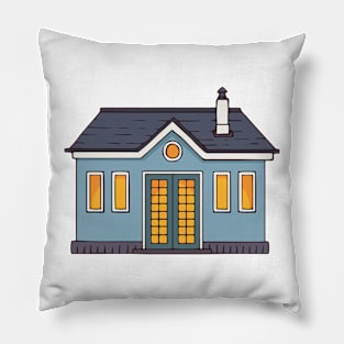 Blue House Pillow