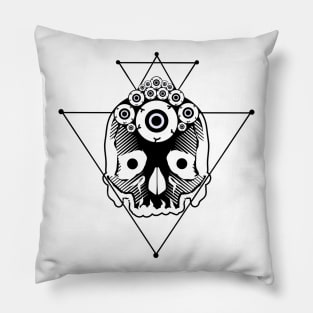 Trippy Skull With Many Eyes Pillow