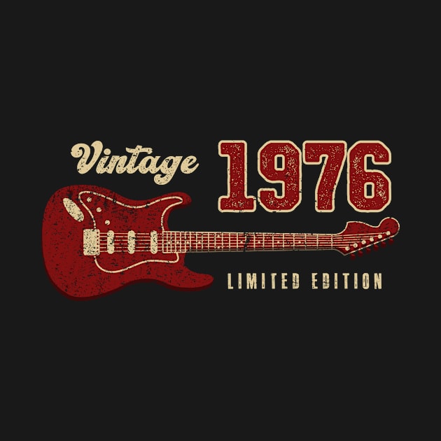 Vintage 1976 Birthday Guitar Lovers 47th Birthday by Inkwork Otherworlds