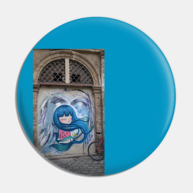 Blue haired graffiti girl Pin by Stephfuccio.com