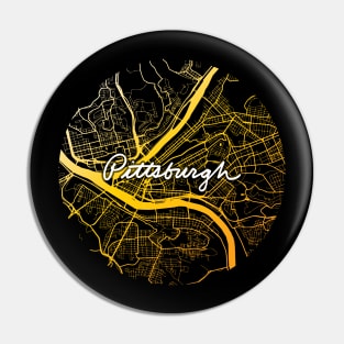 Pittsburgh Map Black and Yellow Pin
