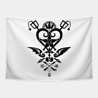 Kingdom Hearts Emblems - Black Version T-Shirt Tapestry