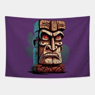 Polynesian Tiki Bar Caricature Tapestry