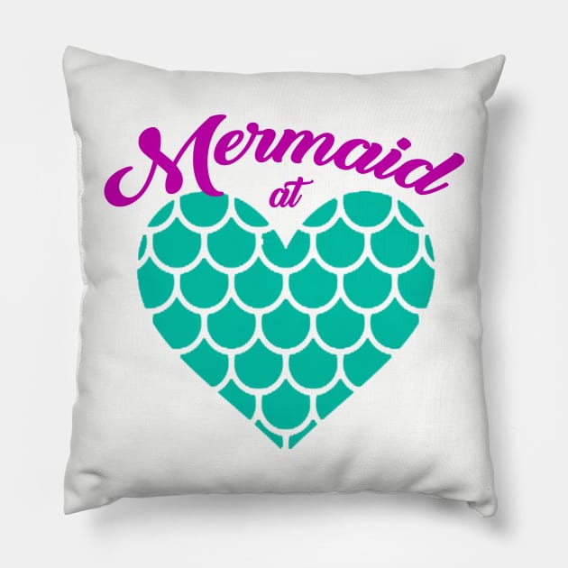 Mermaid at Heart Pillow by inkandespresso7