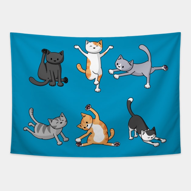 Yoga Cat Tapestry by Doodlecats 