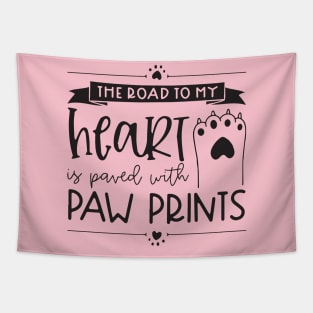 Heart Paw Prints Tapestry