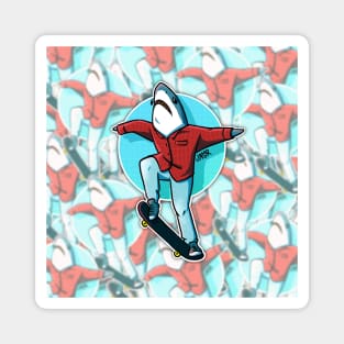 Skate Shark Pattern Magnet