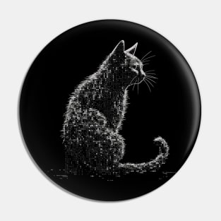 Retro Cat ASCII Computer Science Men Women Funny Black Cat Pin