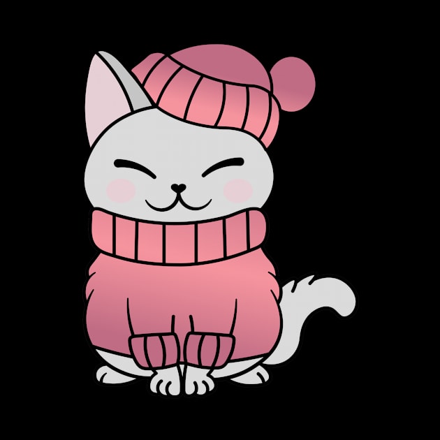 Cute Cozy Colorful Snow Winter Cat Kitty by Cute Cat Designs