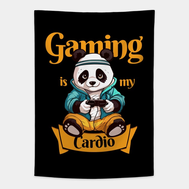 Gaming Panda, Gaming is my cardio Tapestry by Art Joy Studio